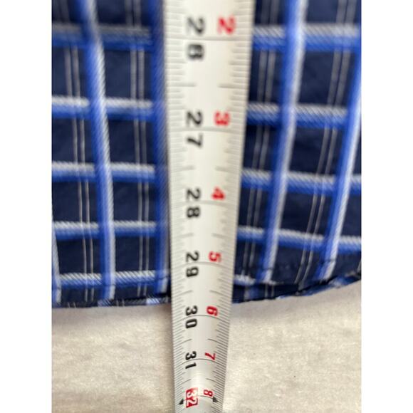 Tasso Elba Shirt Mens L Purple Flip Cuff Button Up Plaid Cotton Dress Preppy - Picture 6 of 8